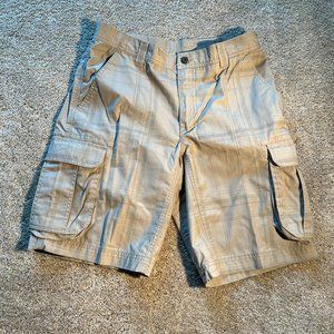 Mens Koppen Cargo Shorts Sz 32 Tan with Tan Plaid